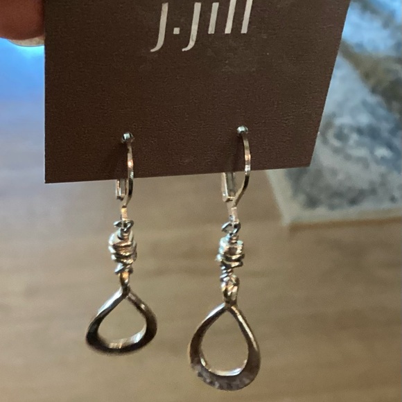 NWT J.Jill hammered gold & silver dangle earrings - Picture 3 of 5